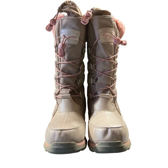 Lands'End Waterproof Insulated Winter Boots Size 6 Faux Fur Trim Lace-Up Closure - Picture 2 of 7